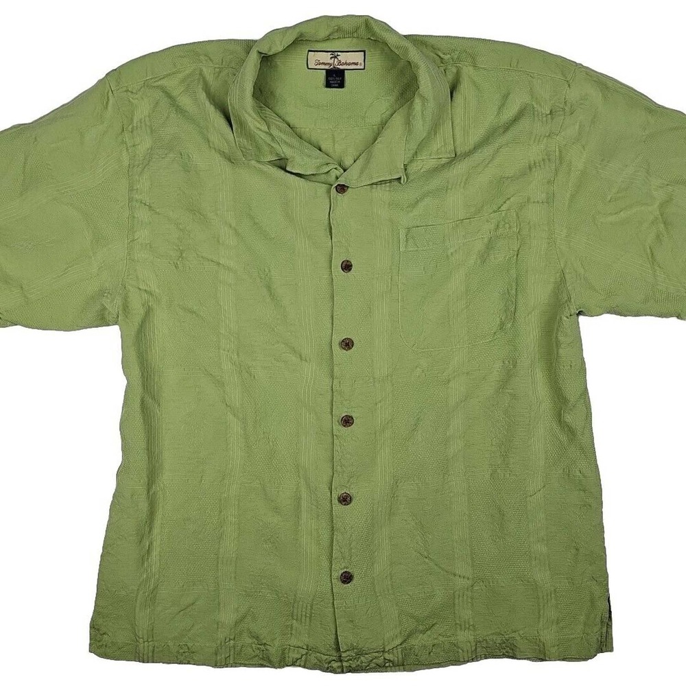 Tommy Bahama Silk Shirt Mens Large Floral Hawaiian Button Up Camp Outdoors